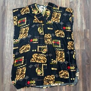 Simply Basic Lounge MuuMuu Dress One Size Fits Most Black Multi Abstract Casual